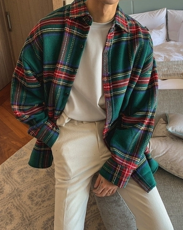 Plaid Long Sleeve Casual Warm Shirt Jacket
