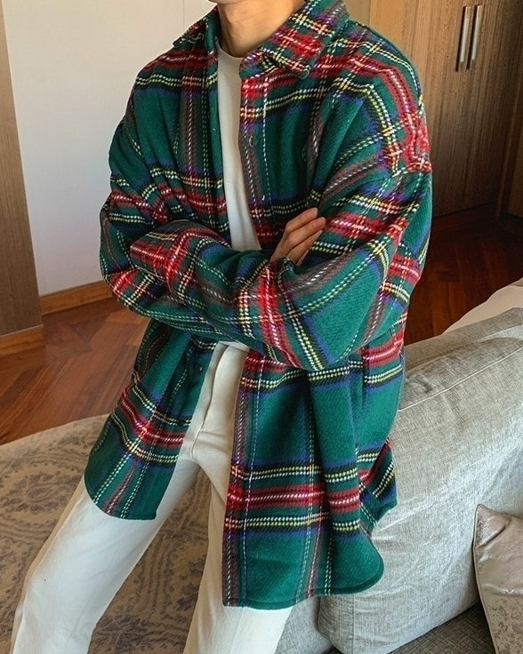 Plaid Long Sleeve Casual Warm Shirt Jacket