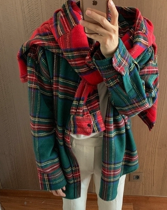 Plaid Long Sleeve Casual Warm Shirt Jacket