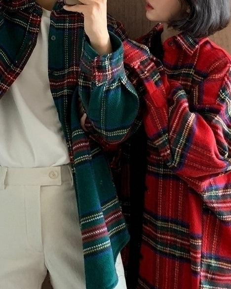 Plaid Long Sleeve Casual Warm Shirt Jacket