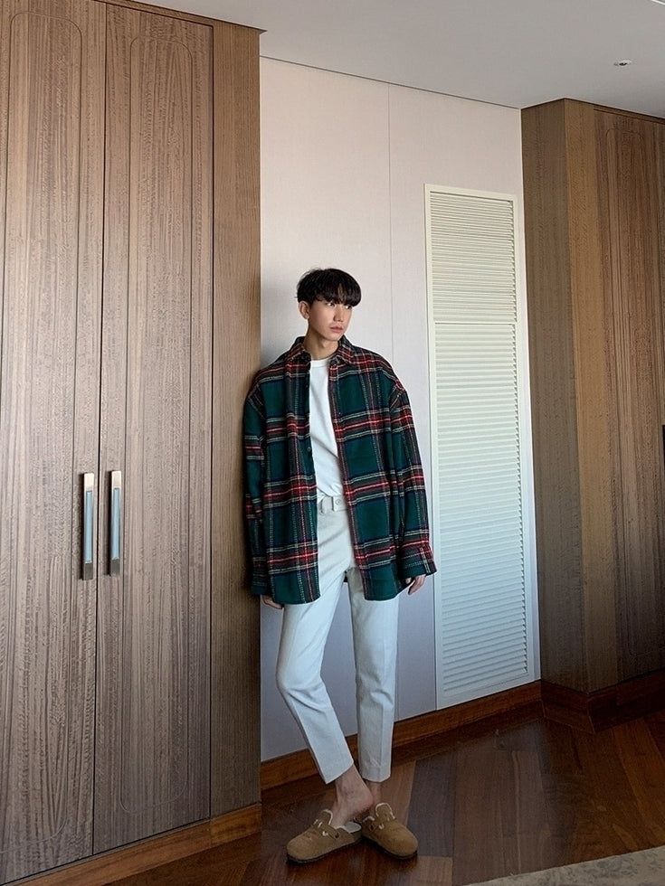 Plaid Long Sleeve Casual Warm Shirt Jacket