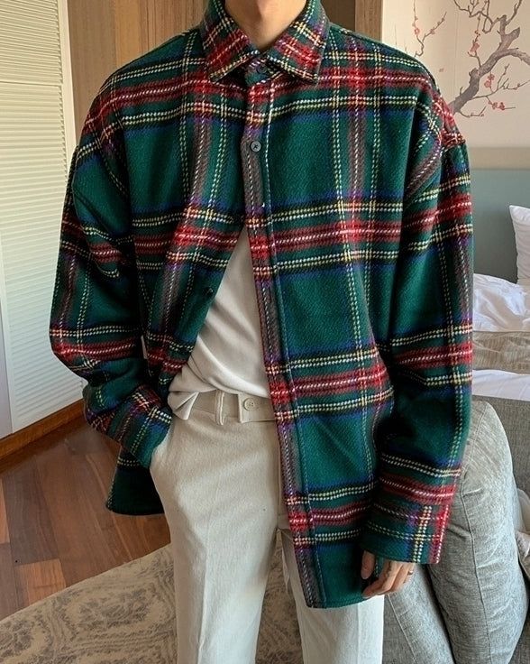 Plaid Long Sleeve Casual Warm Shirt Jacket