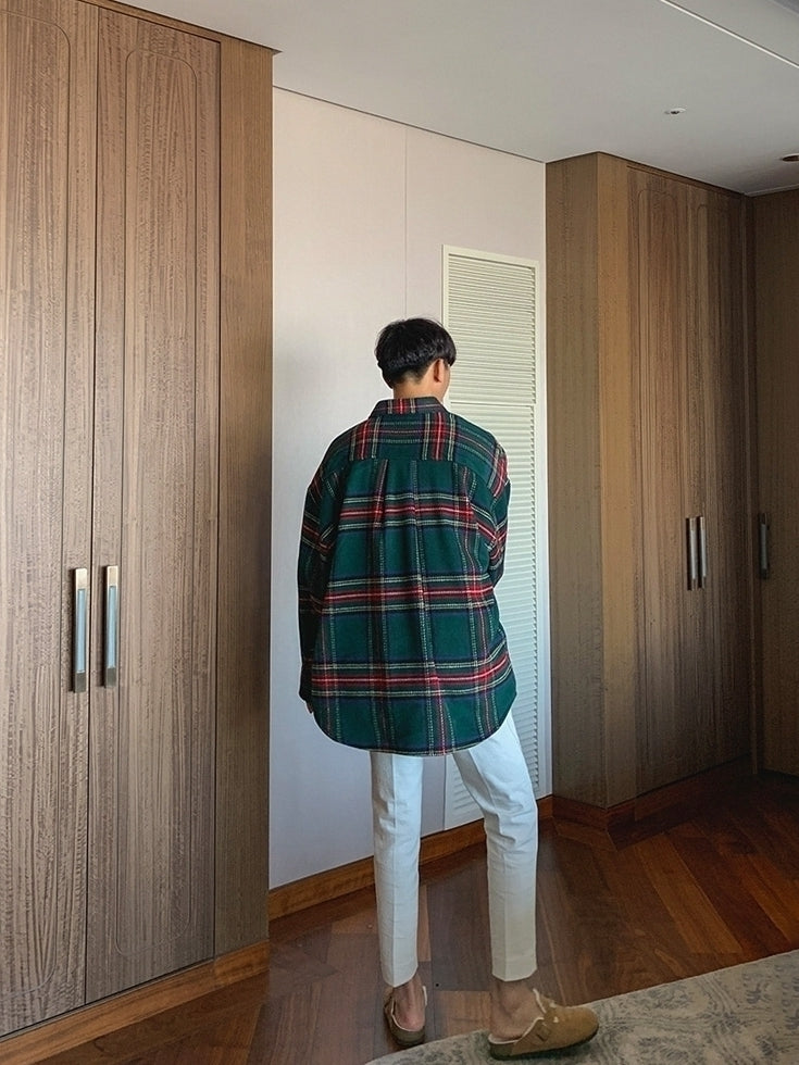 Plaid Long Sleeve Casual Warm Shirt Jacket
