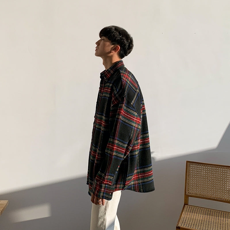 Plaid Long Sleeve Casual Warm Shirt Jacket