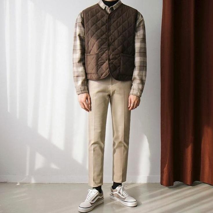 Plaid Loose Fit Warm Vest Jacket