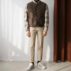 Plaid Loose Fit Warm Vest Jacket
