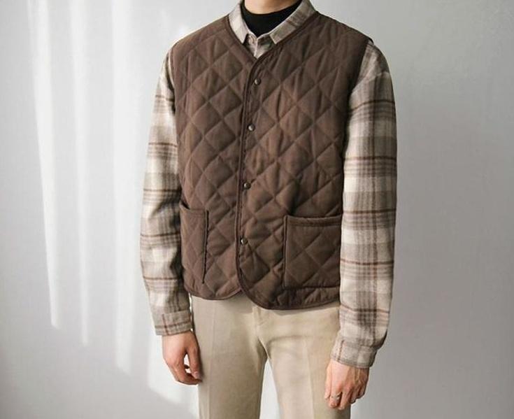 Plaid Loose Fit Warm Vest Jacket