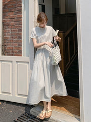 Plaid Patchwork Waist Dress Summer Fashion Style