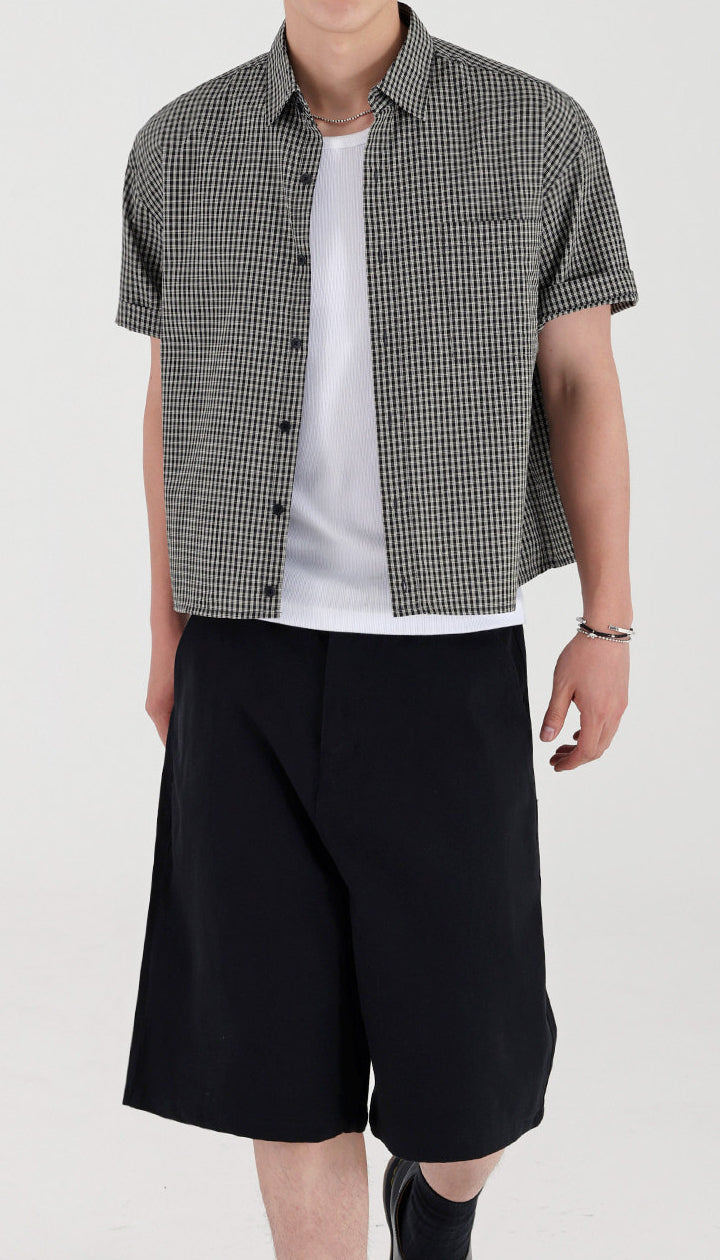 Elegant Plaid Short Sleeve Shirt