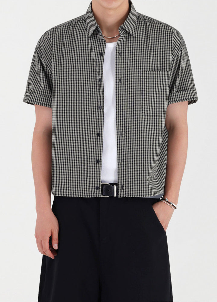 Elegant Plaid Short Sleeve Shirt