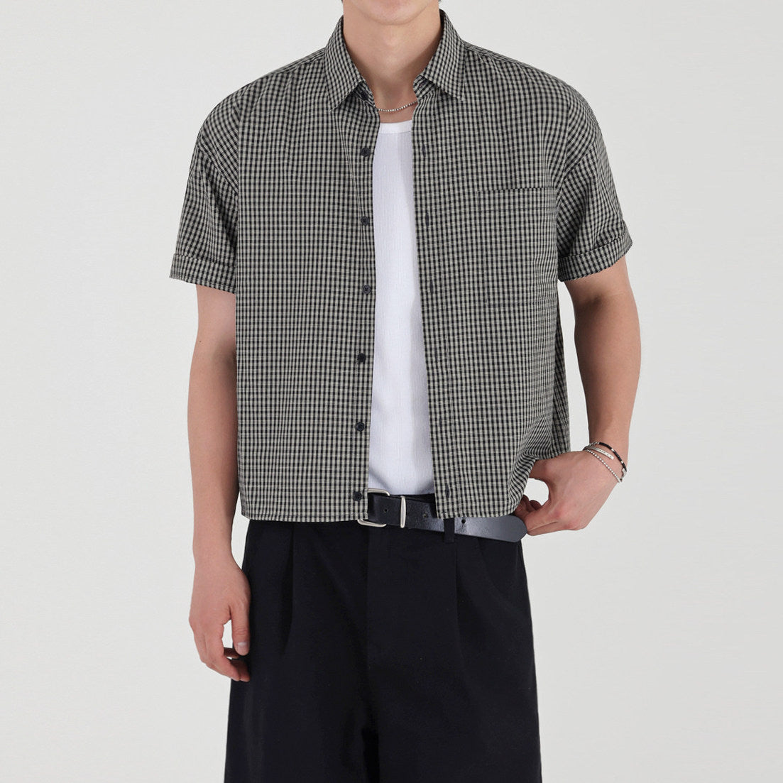Elegant Plaid Short Sleeve Shirt
