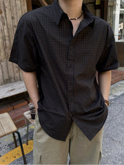 Plaid Short Sleeve Shirt Casual Loose Fit