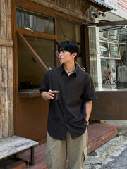Plaid Short Sleeve Shirt Casual Loose Fit