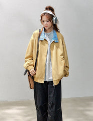Plaid Patchwork Bomber Jacket Casual Outerwear