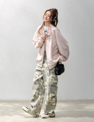 Plaid Patchwork Bomber Jacket Casual Outerwear