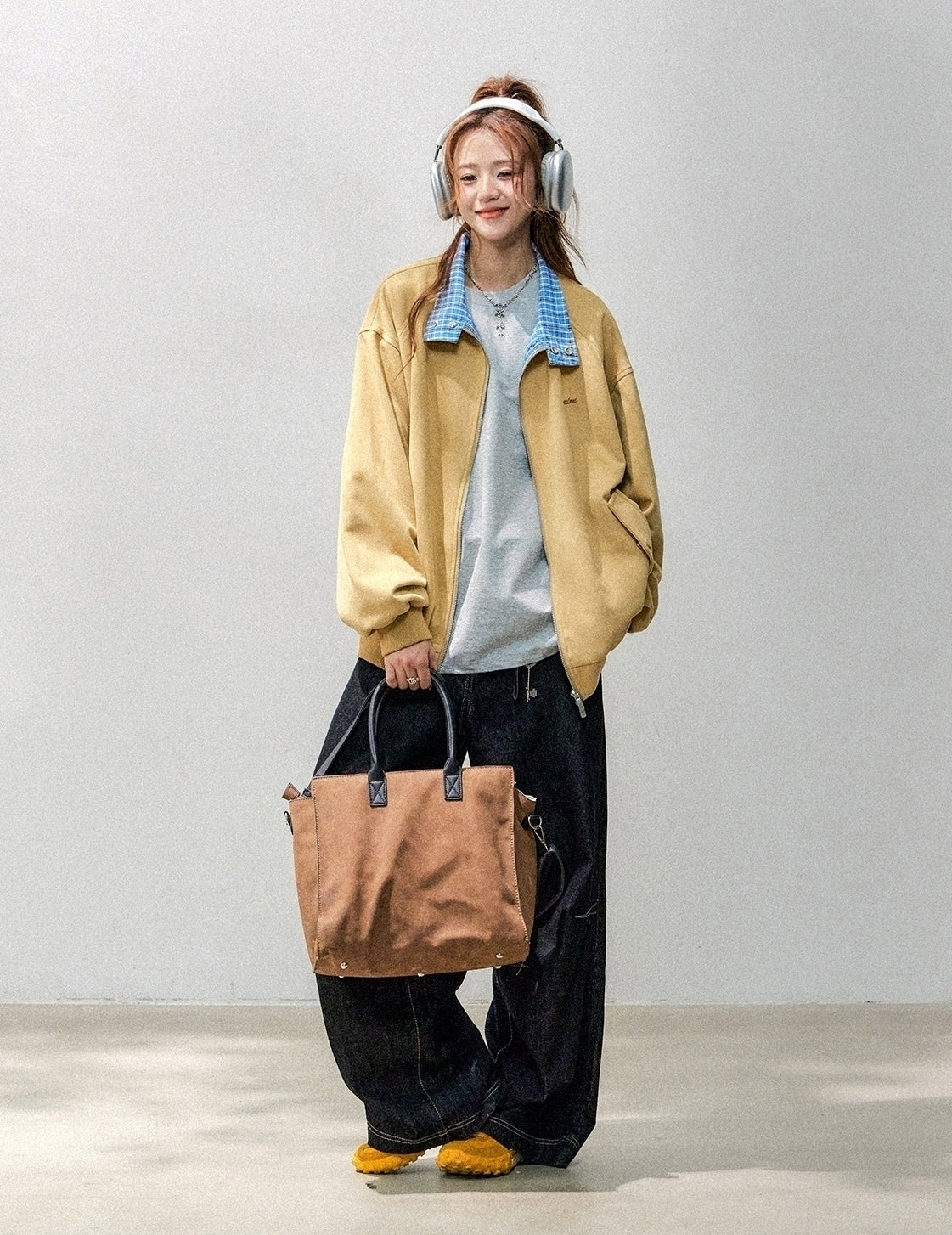 Plaid Patchwork Bomber Jacket Casual Outerwear