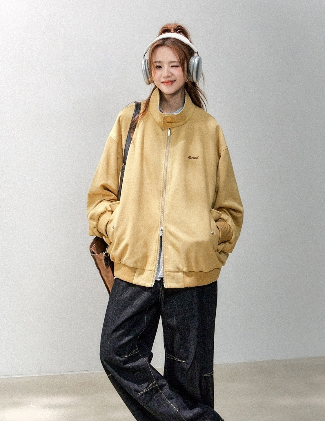 Plaid Patchwork Bomber Jacket Casual Outerwear