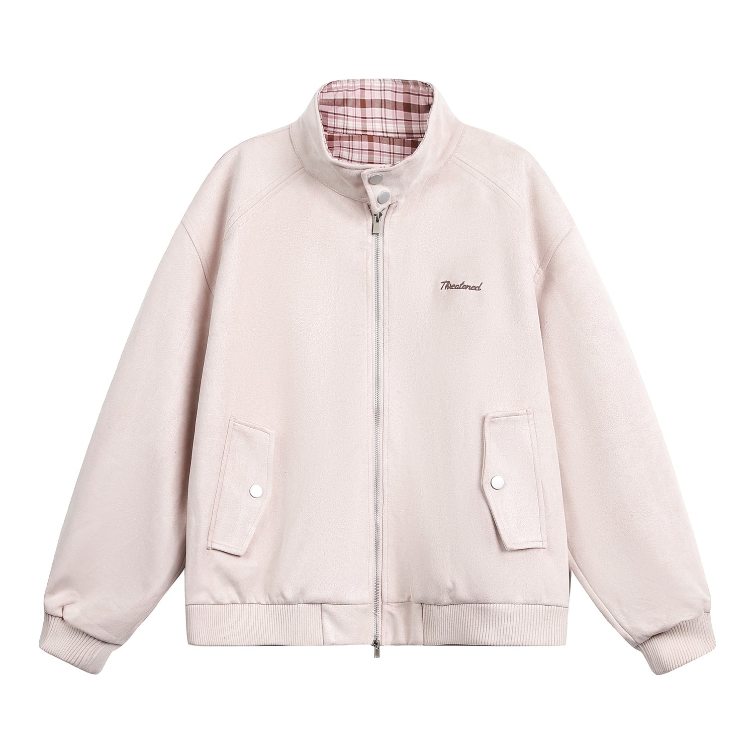 Plaid Patchwork Bomber Jacket Casual Outerwear