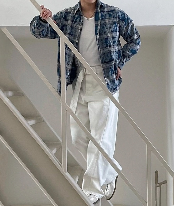 Plaid Tiedye Casual Long Sleeve Shirt