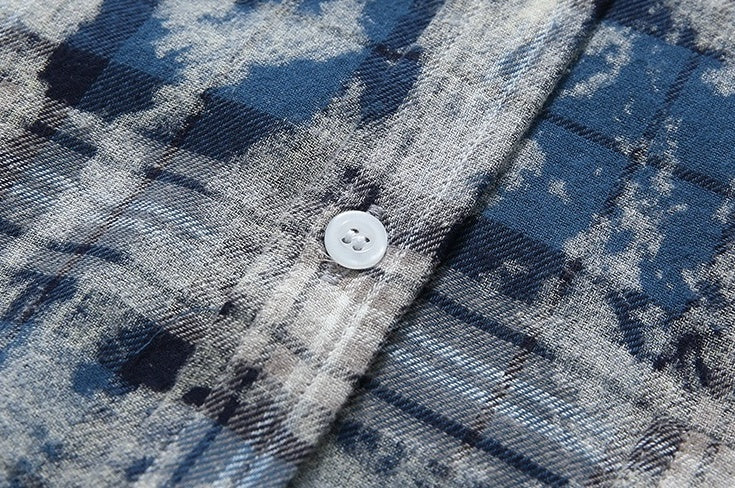 Plaid Tiedye Casual Long Sleeve Shirt