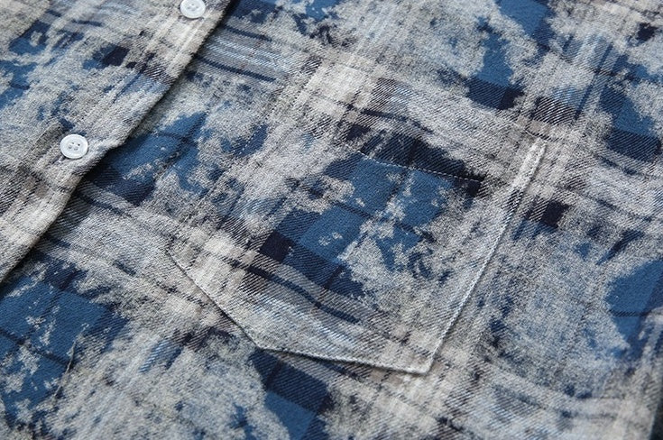 Plaid Tiedye Casual Long Sleeve Shirt
