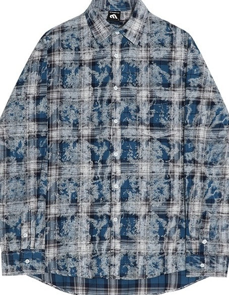 Plaid Tiedye Casual Long Sleeve Shirt