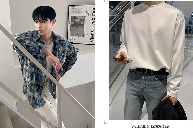 Plaid Tiedye Casual Long Sleeve Shirt