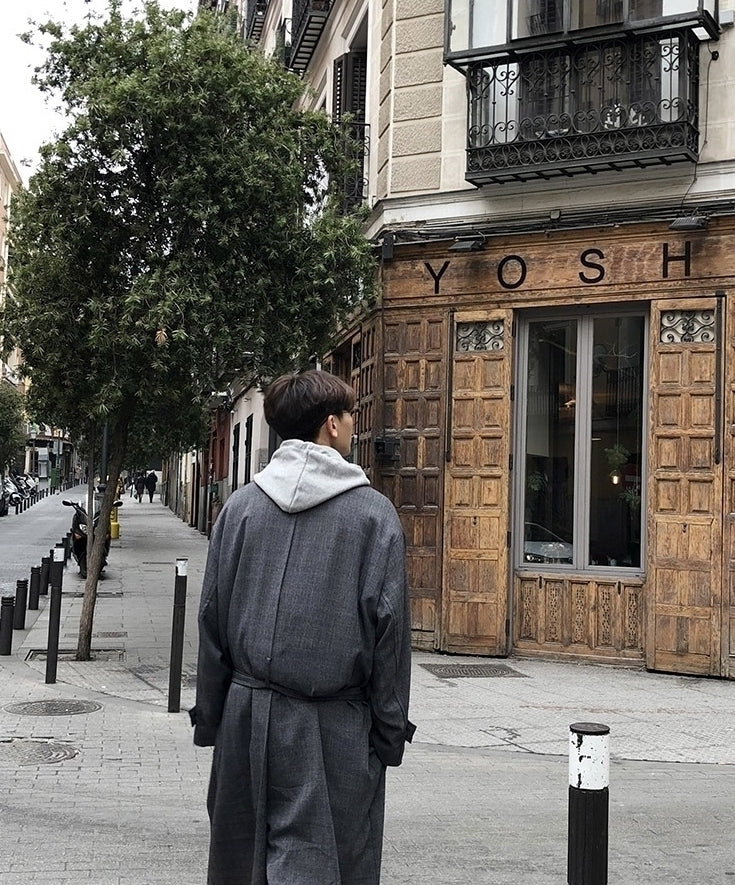 Plaid Vintage Long Trench Coat Casual Korean Style