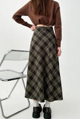 Plaid Vintage A Line Midi Skirt