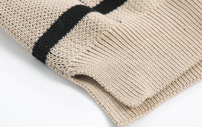 Plaid Vneck Knitted Sweater Jacket