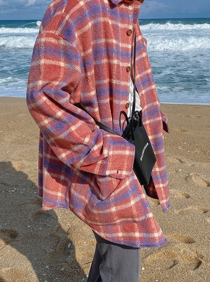Plaid Blend Casual Jacket