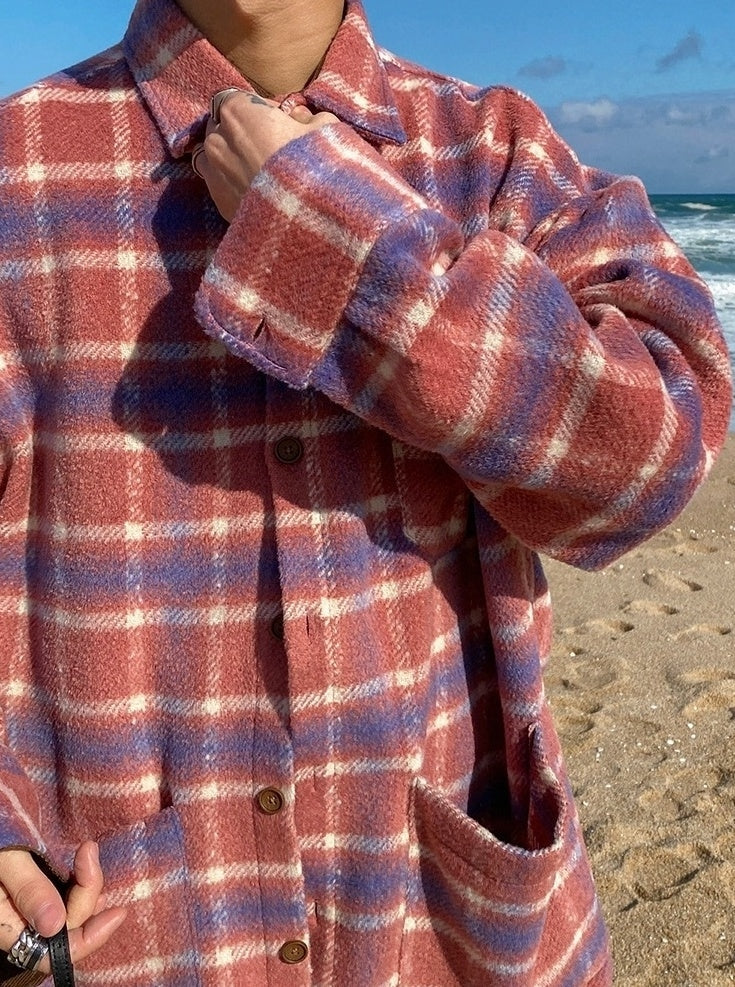 Plaid Blend Casual Jacket