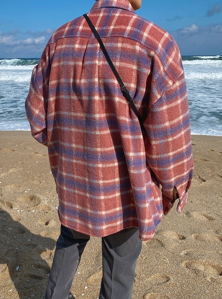 Plaid Blend Casual Jacket