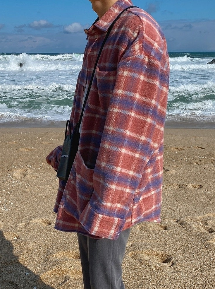 Plaid Blend Casual Jacket
