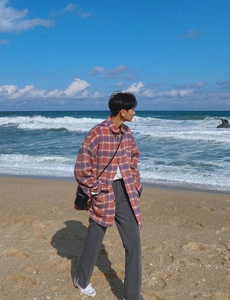 Plaid Blend Casual Jacket