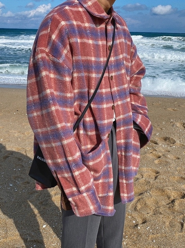 Plaid Blend Casual Jacket