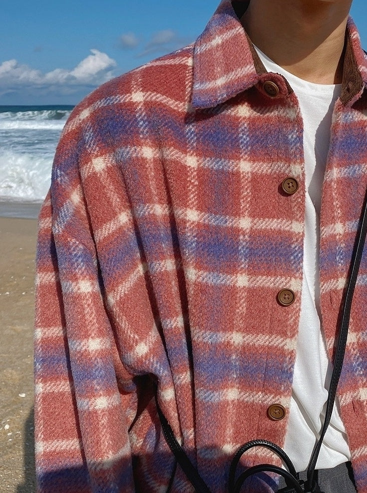 Plaid Blend Casual Jacket