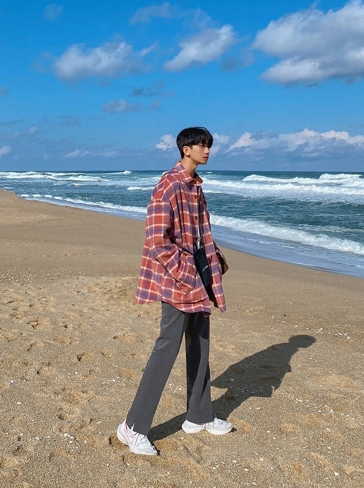 Plaid Blend Casual Jacket