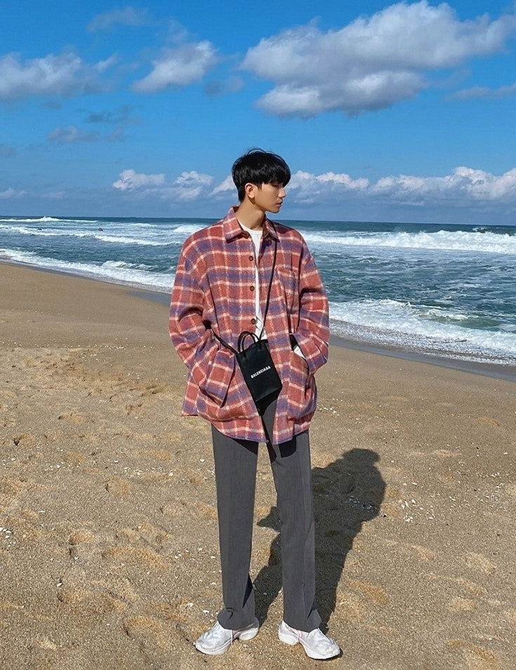 Plaid Blend Casual Jacket