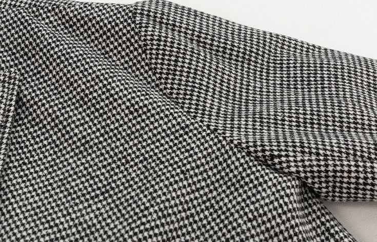Plaid Blend Casual Long Coat
