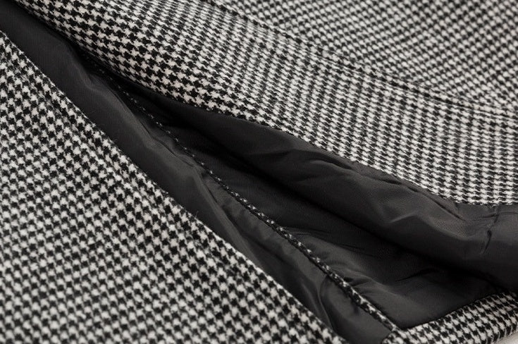Plaid Blend Casual Long Coat