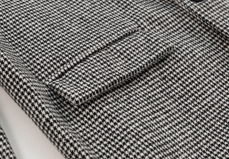 Plaid Blend Casual Long Coat