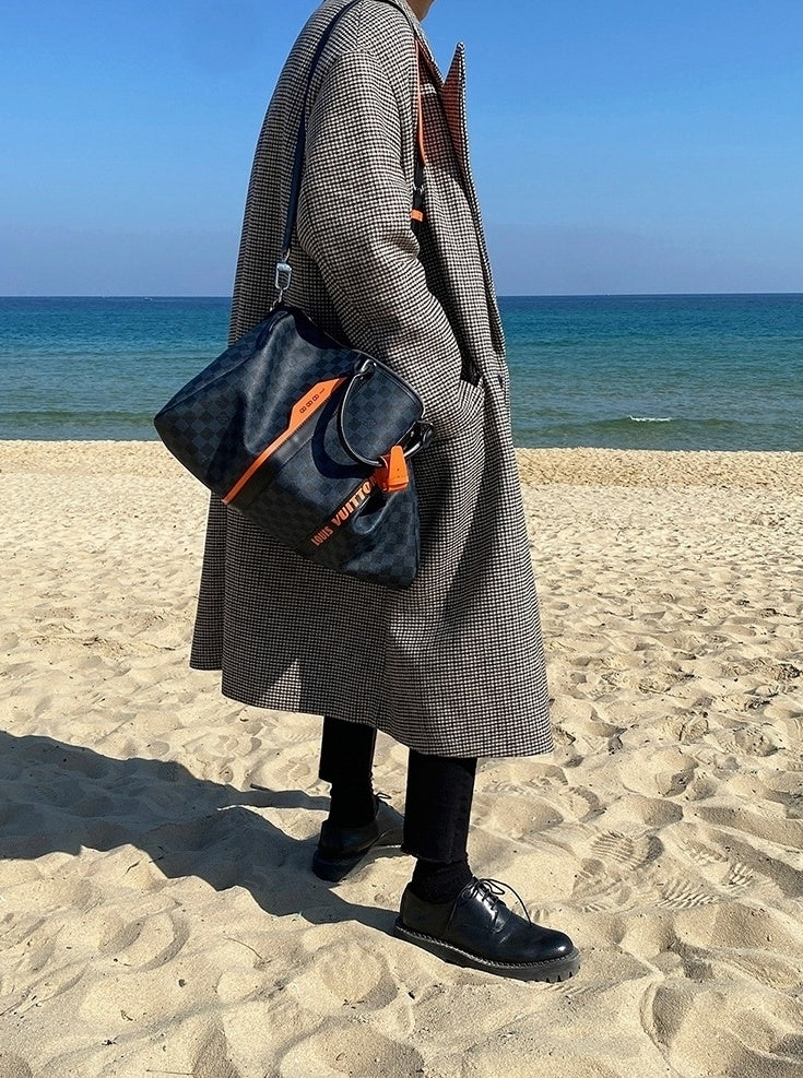 Plaid Blend Casual Long Coat