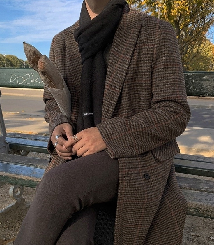 Plaid Coat Long Loose Overcoat