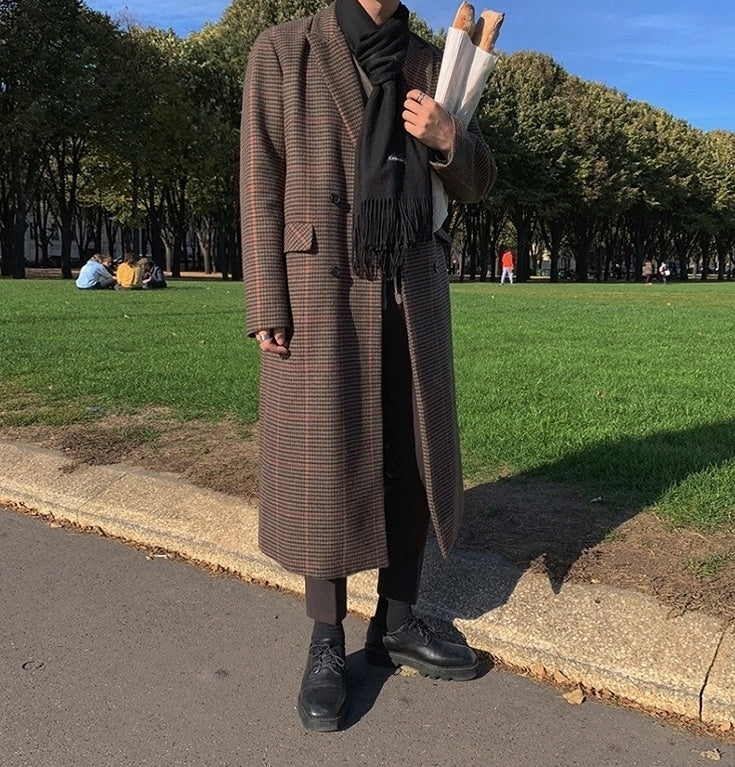 Plaid Coat Long Loose Overcoat