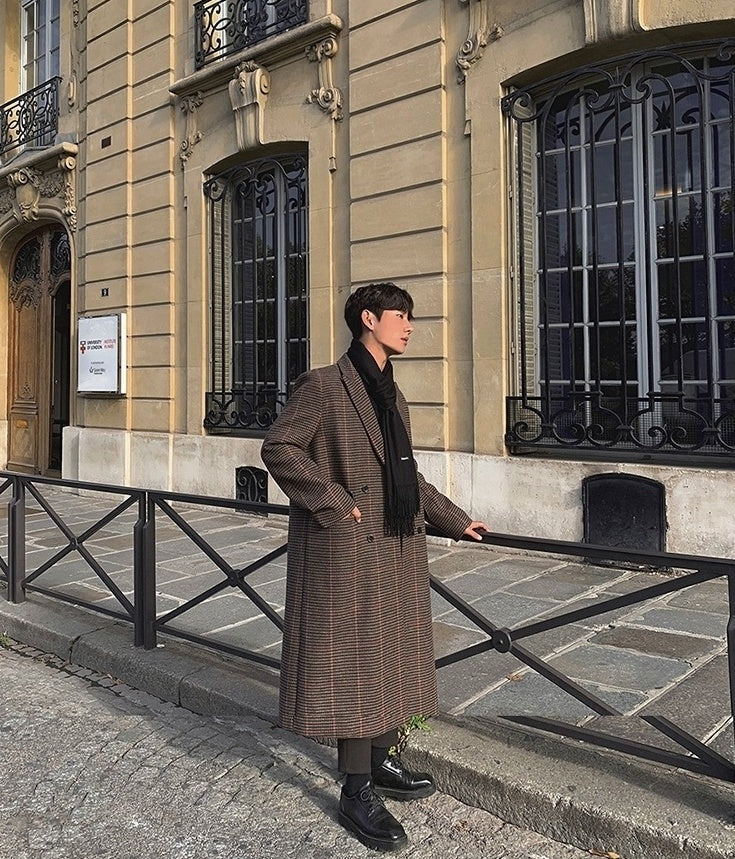 Plaid Coat Long Loose Overcoat