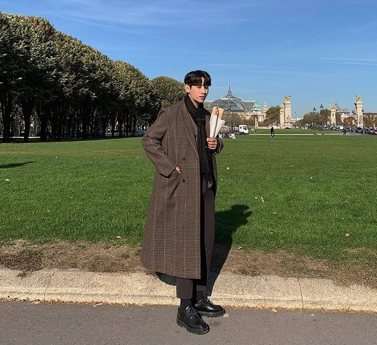 Plaid Coat Long Loose Overcoat