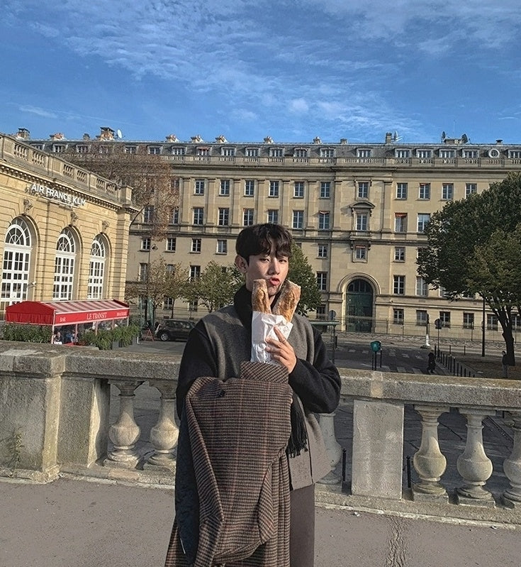 Plaid Coat Long Loose Overcoat