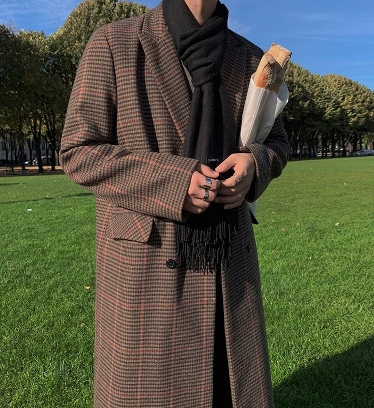 Plaid Coat Long Loose Overcoat