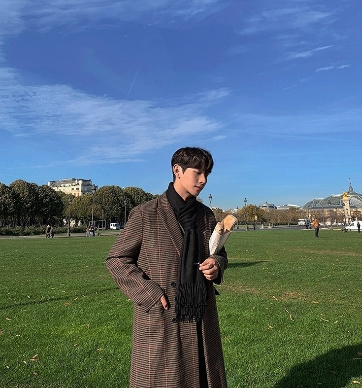 Plaid Coat Long Loose Overcoat